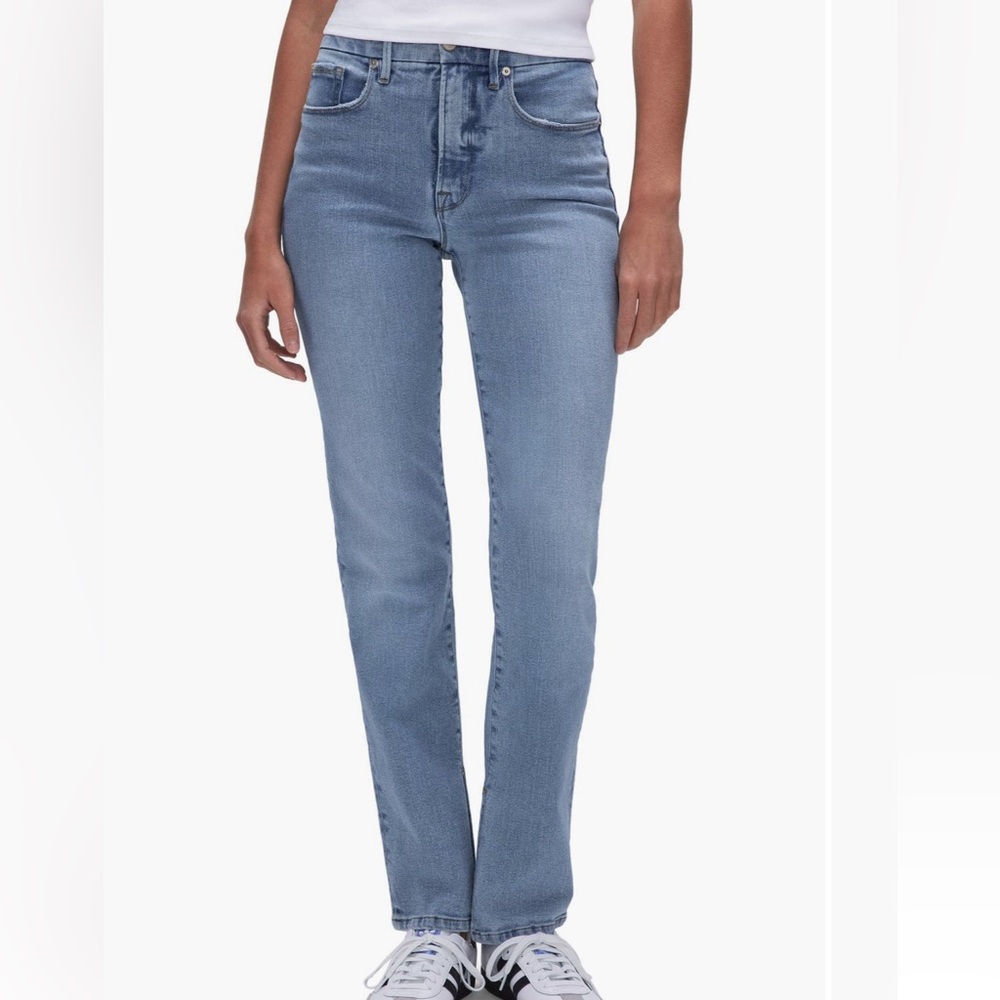 Good American Good Boy Split Hem Straight Jeans